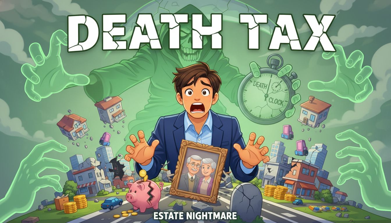 Death tax illustration chasing a person