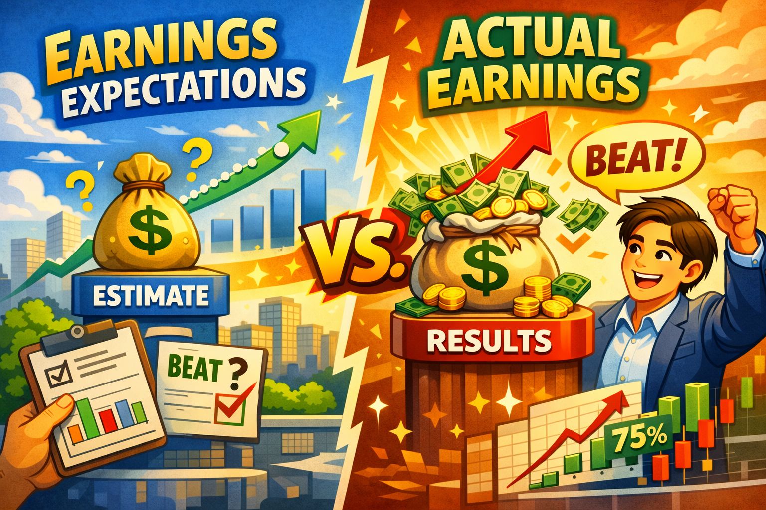 Illustration of earnings expectations vs. actual earnings
